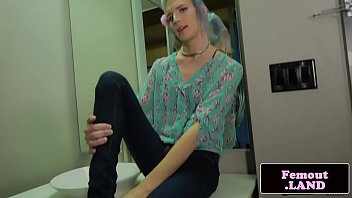 Asstoying Femboi In Stockings Jerking Cock