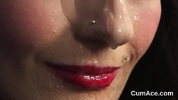 Frisky Peach Gets Sperm Shot On Her Face Swallowing All The Sperm