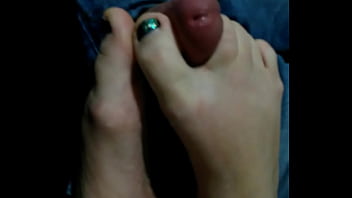 Footjob And Toejob With Green Toenail Polish