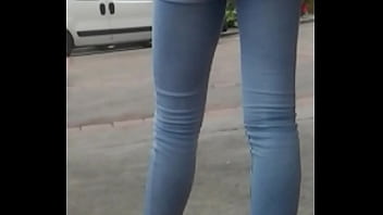 Candid Ebony Teen Tight Jeans