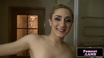 Gorgeous Trap Masturbating In The Bathroom