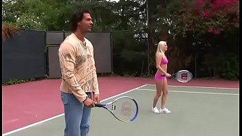 Outdoor Threesome - Blonde-babe-outdoor-blowjob-threesome-cowgirl