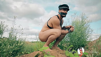 Tape Gagged Guy Ran Away From The Dominant For Male Solo Penis Masturbation