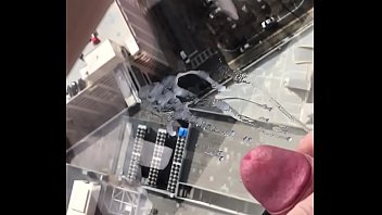 Me Wanking With Big Cumshot Over Hotel Room Window, During Daylight