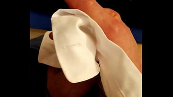 Huge Cumshot Into Ripped White Shirt Cuffs, Double Cum