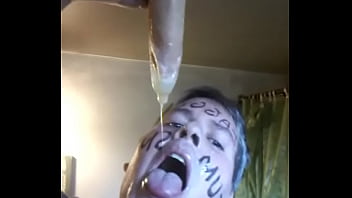 Faggot Dripping With Loads Of Cum From A Condom