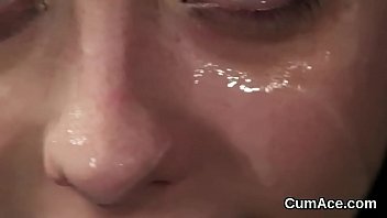 Unusual Beauty Gets Cumshot On Her Face Swallowing All The Charge