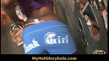 Hot Horny Black Babe Sucking Cock Through A Gloryhole 25