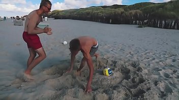 Hot Guys Play Football On Beach (no Sex)