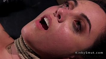 Hogtied And Suspended Brunette Spanked