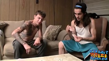 Tattooed Straight Guys Tugging Hard After Strip Poker