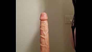 Sissy Crossdresser Playing With 10 Inch Dildo