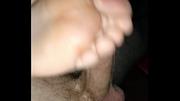 Homemade Bare Footjob With Big Cumshot