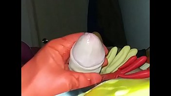 Morning Wank With Rubber Gloves