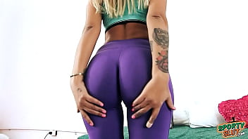Big Round Ass And Big Tits Working Out In Tight Lycra Pants