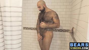 Bear Washes His Furry Body And Spanks His Thick Monkey
