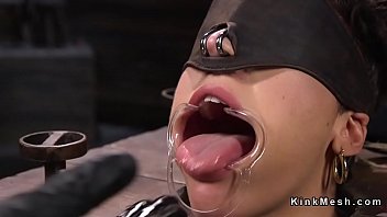 Brunette Slave Gets Hose Over Face
