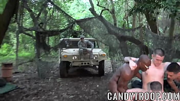 Cocksucking Soldiers Have An Outdoor Anal Probing Orgy