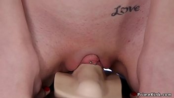 Small Tits Redhead Cumming On Fucking Machine