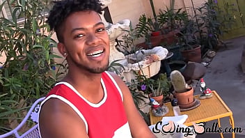 Young Ebony Guy Shows Off His Balls And Jerks Off Solo