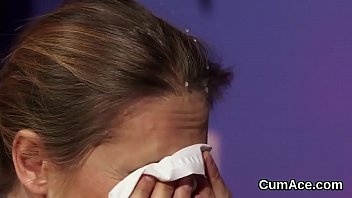 Frisky Sex Kitten Gets Sperm Shot On Her Face Swallowing All The Sperm