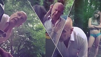 Old Man Bangs Two Tight Pussy Teens In The Forest