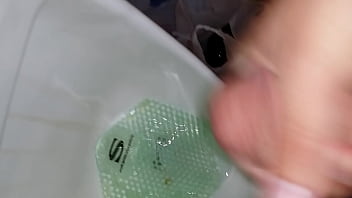 Hard Cock Cumming In A Urinal After A Shower