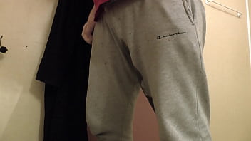 Peeing In Gray Pants With Light Blue Speedo