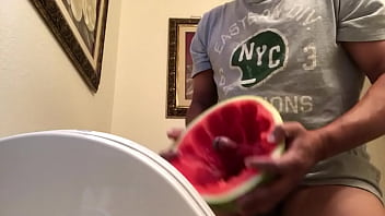 Fucking A Watermelon - masturbation, fruit, big-cock, watermelon, soloboy, black-cock, jerking-off - Video 3778070
