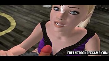 Spunky Teen Babe In A 3d Cartoon Game Gets On Her Knees