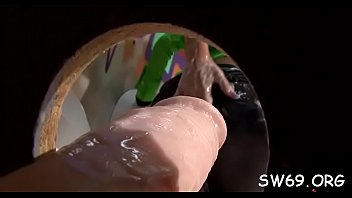 Curvy Slut' Big Melons Slimed At Gloryhole Sucking Fake Dick