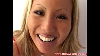 Blond Asian Bitch Gets Eye Cumshot