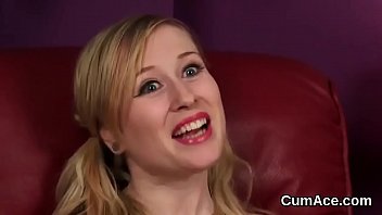 Horny Bombshell Gets Cumshot On Her Face Sucking All The Jizm