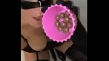 Catwoman Facial Enjoying A Chocolate Ending