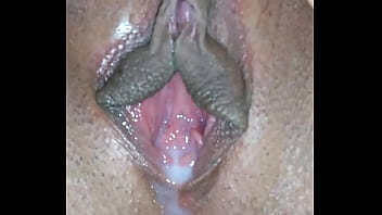 Wife Shaved Pussy Letting Out Creampie
