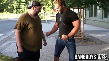 Burly Deviant Flexing Alongside Hunk Before Battle