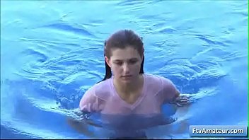 Sexy Teen Fiona Wearing A Wet T-shirt And Playing With Her Perky Nipples