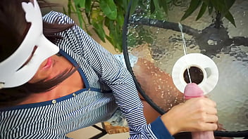 Stunning Girl Does Blowjob, Cum In Coffee, Pee Play