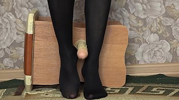 A Pregnant Girl With Sexy Legs In Nylon Pantyhose Caresses A Rubber Dick And Then Masturbates. Foot Fetish.