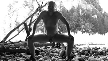 Nudist Grinding His Anal Plug