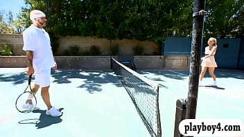 Huge Boobs Blondie Banged After Playing Tennis Outdoors