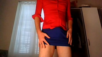 Young Amateur Cross Dresser Secretary Teasing And Masturbating