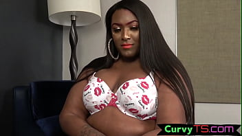 Thicc Black Shemale Pleasuring Her Cock