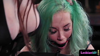 Gagged Dyke Gets Dominated By Femdom