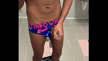Sri Lankan Twink Cums In Work Bathroom