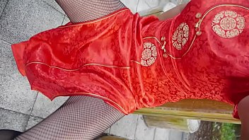 Japanese Crossdresser Qipao Stockings