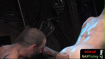 Tough Looking Gay Stud Gets His Ass Lubed Up