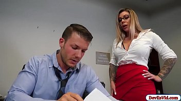 Busty Secretary Rides Her Boss Hard Cock