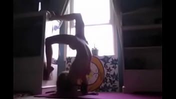 Naked Hairy Yogi Teen Upside Down