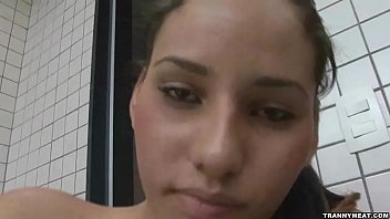 Tranny Has Big Tits And A Big Cock That She Pulls On